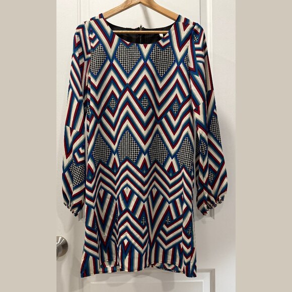 Sage Dresses & Skirts - Multicolor Geometric Print Mini Dress with Full Back Zipper